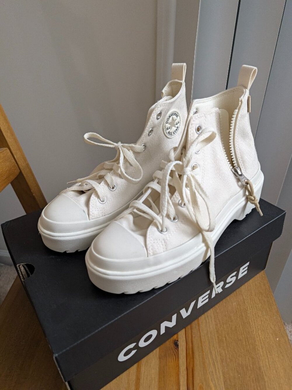 Converse Chuck Taylor All Star Lugged Lift Platform EasyOn High GS 'Egret Nutty